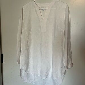 White Linen Blend Top